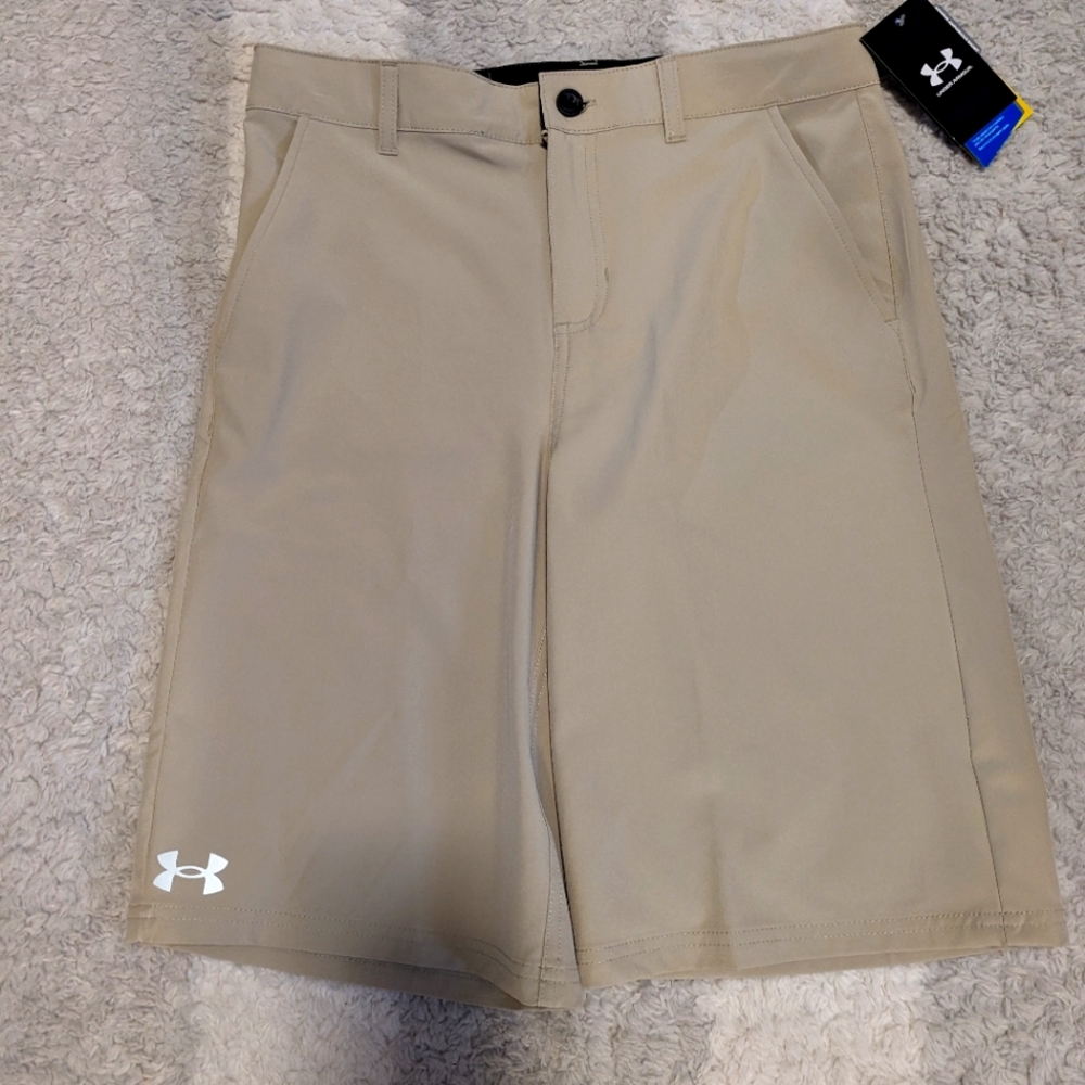 Boys under armour desert sand high performance 4way stretch fabric shorts